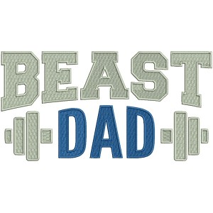 Beast Dad Barbell Filled Machine Embroidery Design Digitized Pattern